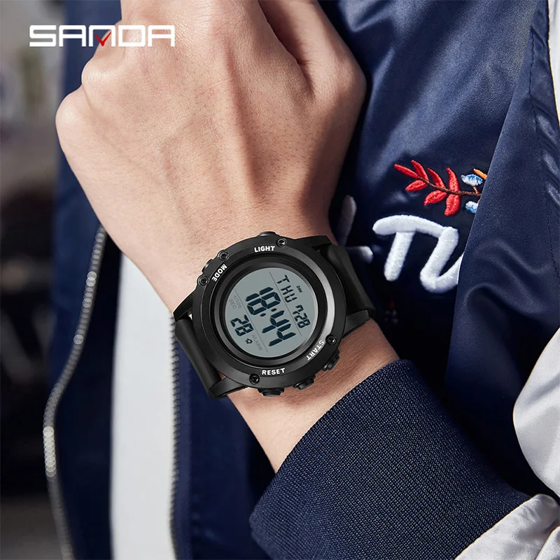 SANDA New Outdoor Sports Men's Watch LED Luminous Digital  50M Waterproof Chronograph Men's Electronic Clock Relogios Masculino