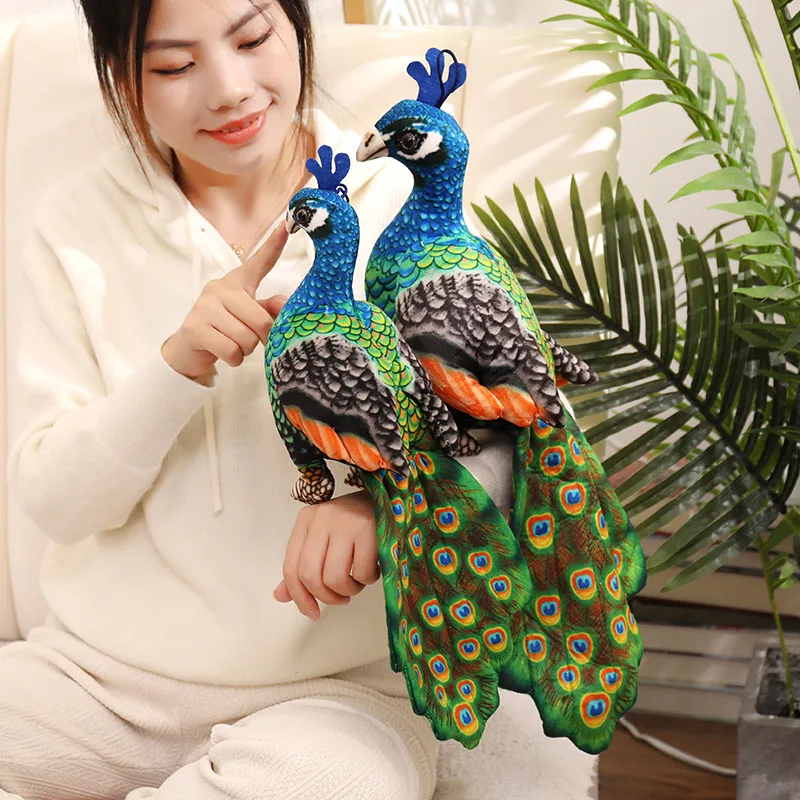 New Lifelike Bird Plush Toys Simulation Parrot Peacock Lovely Stuffed Animal Doll Photography Props Home Decor Gifts 7 Style