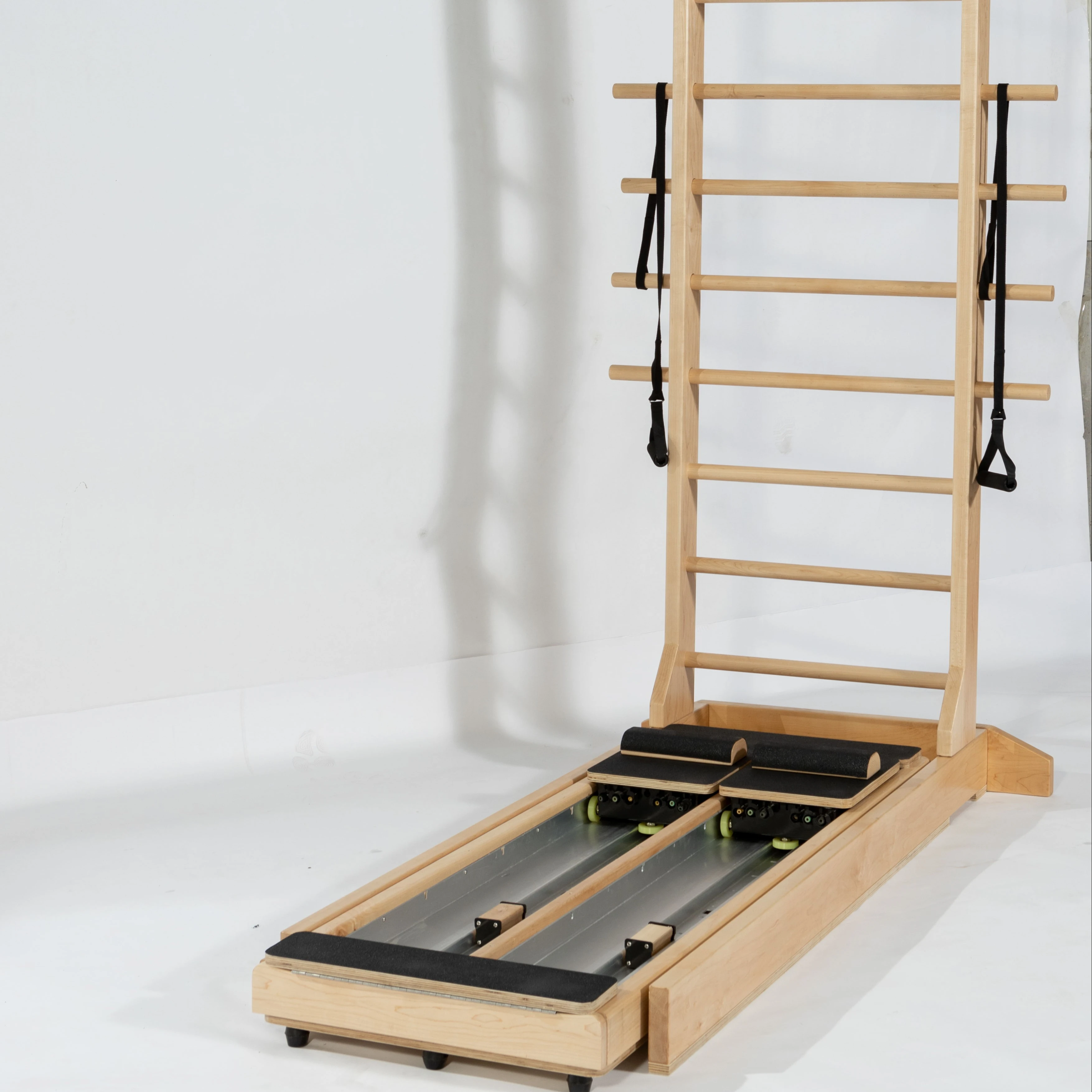 Professional Training Pilates Equipment Reformer Double Track Wood Two Way Sliding Ladder Bed