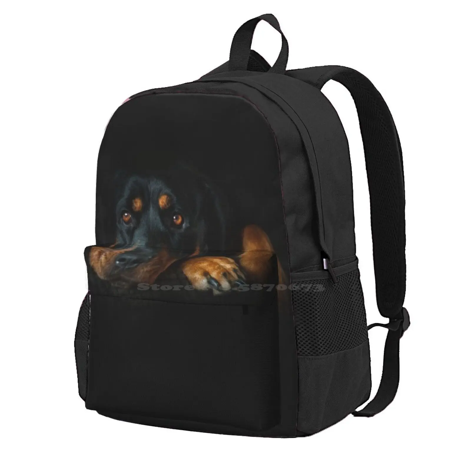 Rottweiler Resting Hot Sale Schoolbag Backpack Fashion Bags Rottweiler Rotty Resting Chilled Chilling Dark Black Tan Dogs