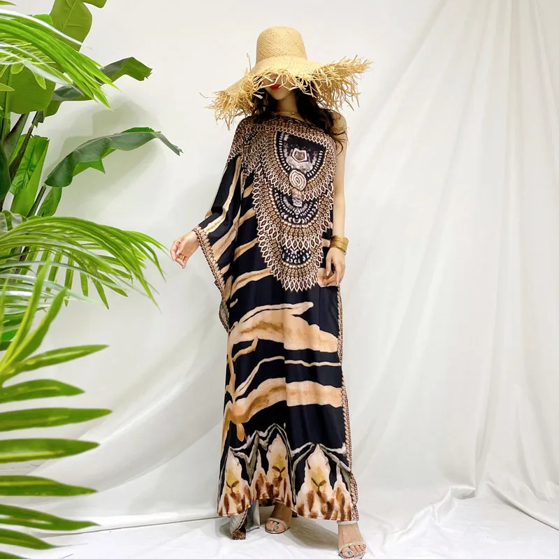 مثير غير متناظرة الكتف طويل الصيف الدكتور المرأة الراقية التخسيس شاطئ Vaion بحر ن طباعة فضفاضة الخصر با... #5