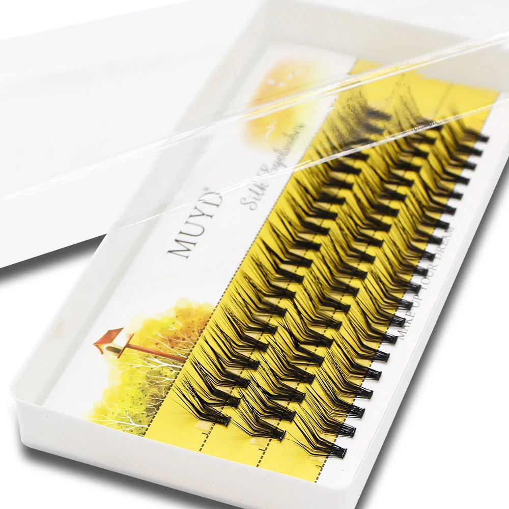 MUYD Prefessional M Curl Foxy Eyes Lashes Cluster Soft Silk Individual Eyelashes Extension Makeup False Eyelash L Curl Fox Eye