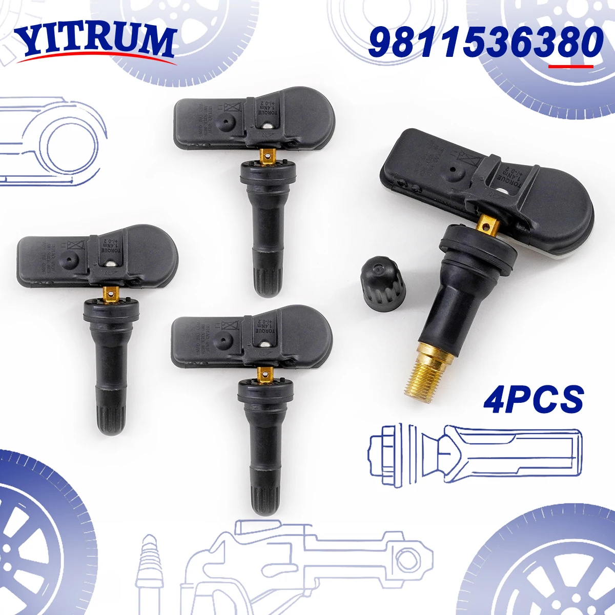 9811536380   Sensor de neumáticos TPMS para Citroen C4 C5 DS4 DS5 DS6 DS7 DS9 Peugeot 301 207 308 408 508 2008 3008 Partner Tepee 433MHz