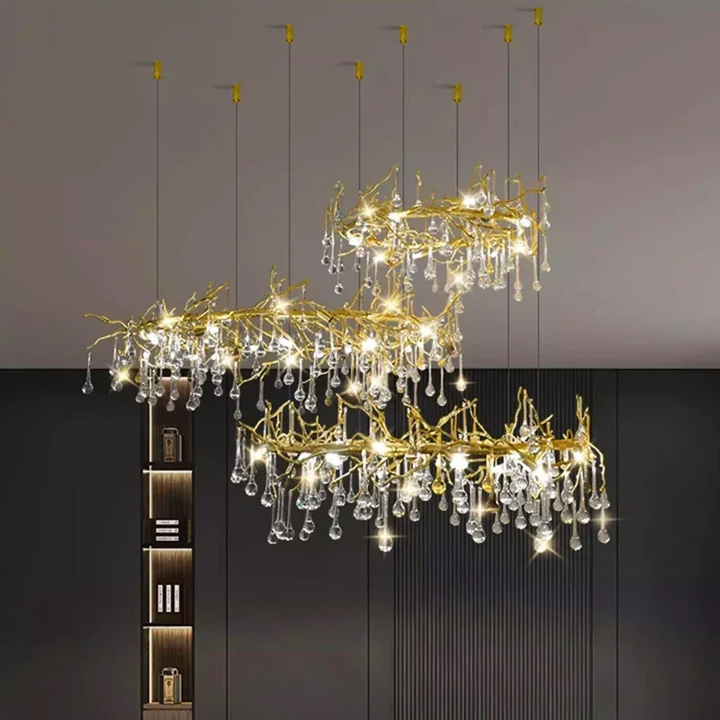 Nordic luxury crystal chandelier lighting ceiling light staircase LED chandelier modern furniture decoration lighting fixture