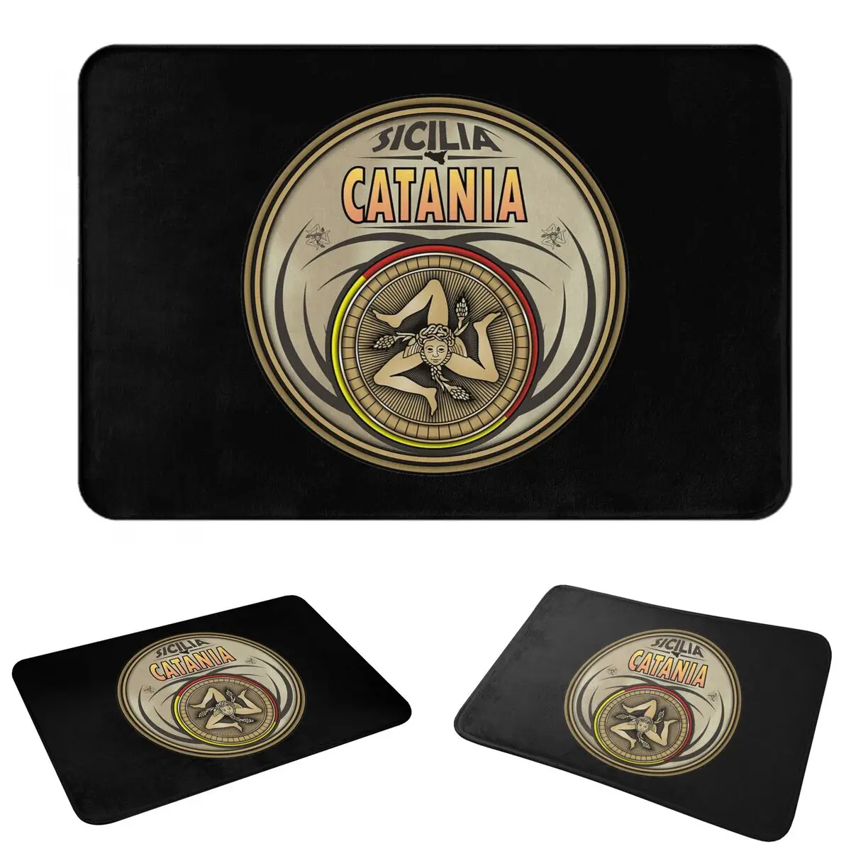 Catania Sicilia Sicily Trinacria Symbol Anti-slip Doormat Floor Mat Absorbent Mat Carpet Rug for Kitchen Entrance Home Footpad