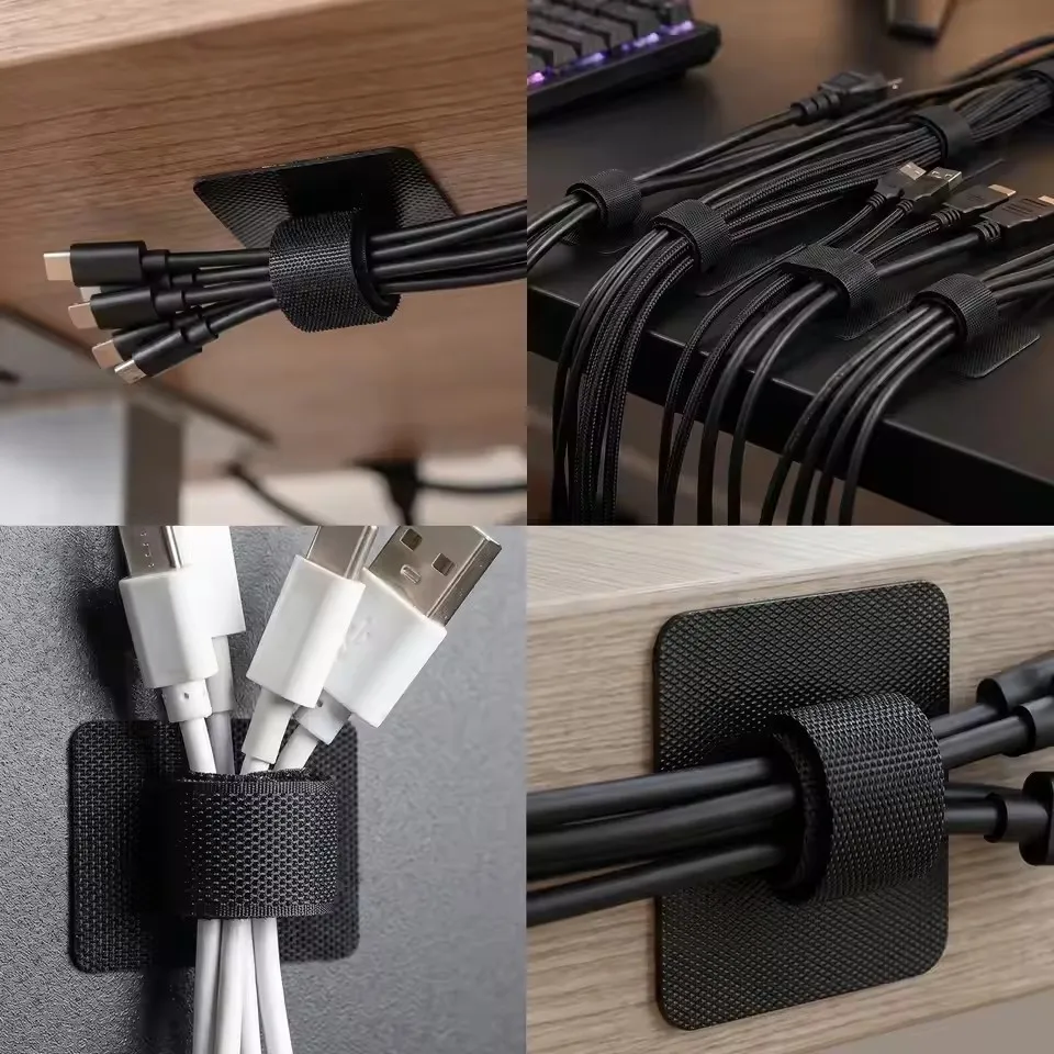 20Set Self Adhesive Heavy Duty Cable Ties Adjustable Long Strip Tie Cord Organizer for Home Office Under Desk Cable Management - view 6
