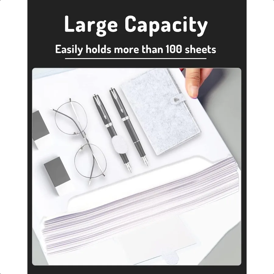 Tasca per raccoglitore Confezione da 24 tasche per raccoglitore in polietilene pesante con chiusura stretta Cartelle per raccoglitore Carico laterale Tasca per raccoglitore a 3 anelli