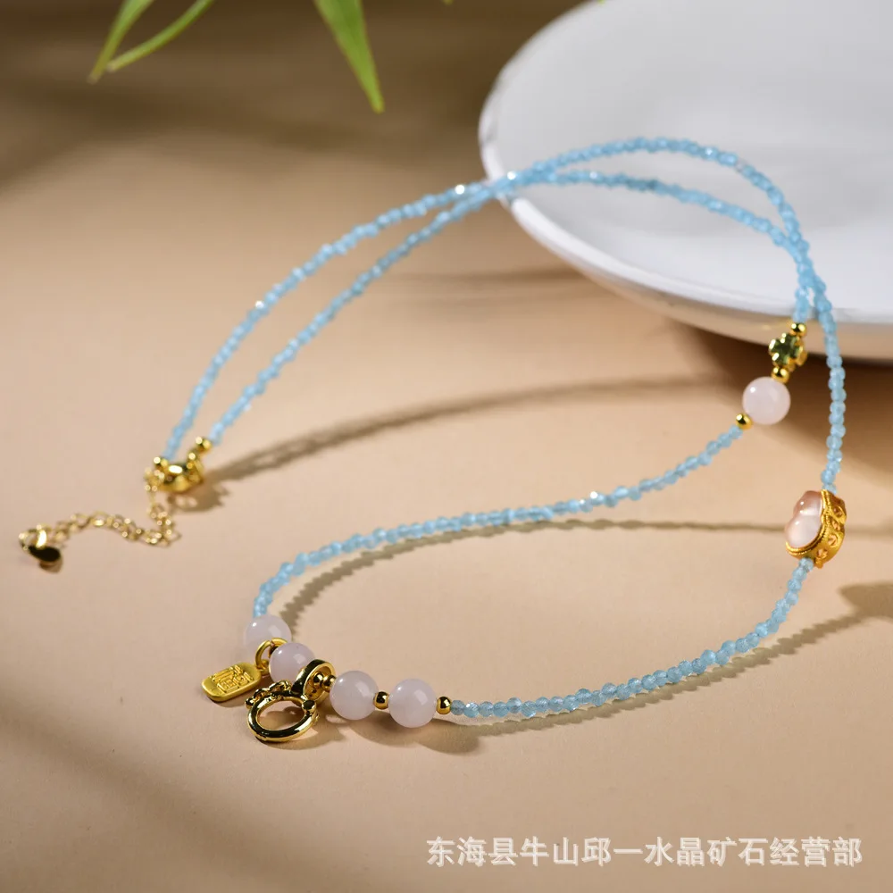 2026 Spring Summer Handmade Freshwater Pearl Blue Zircon Necklace – Student, Best Friend & Women Gifts
