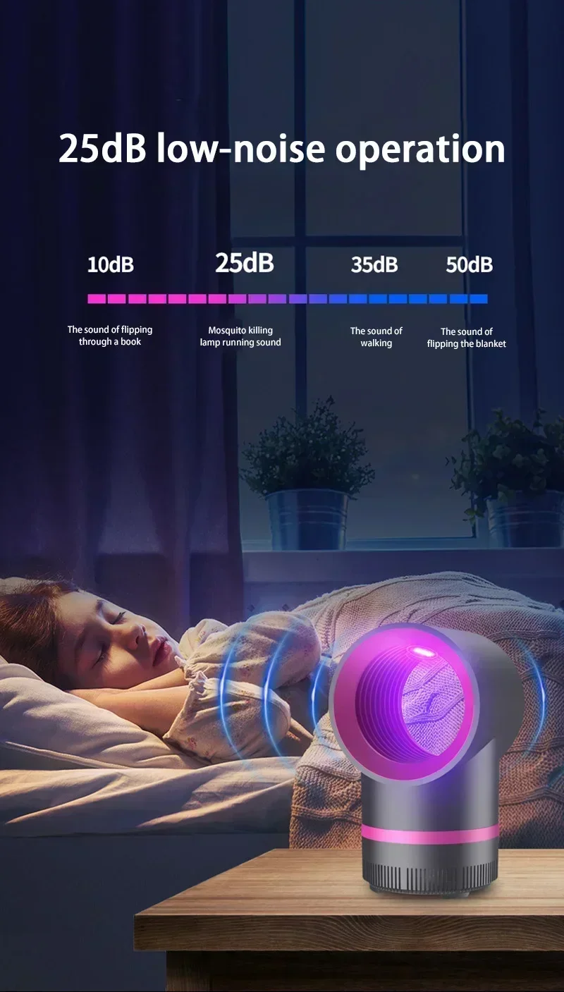Lenovo Mute Anti-Mücken-Lampe, Ionenreinigung, USB-Anschluss, physikalische Mückenvernichtungslampe, elektrische Fliegenfalle für Haushalt und Außenbereich – Detail 6