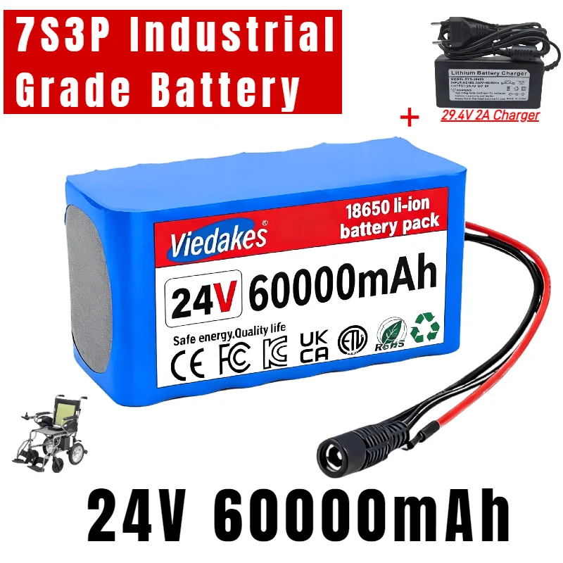 🌍High capacity 24V 100Ah Lithium Battery for Wheelchairs🏅 7S3P 18650 100000mAh Rechargeable Pack 🔥with 29.4V 2A Fast Charger image 3