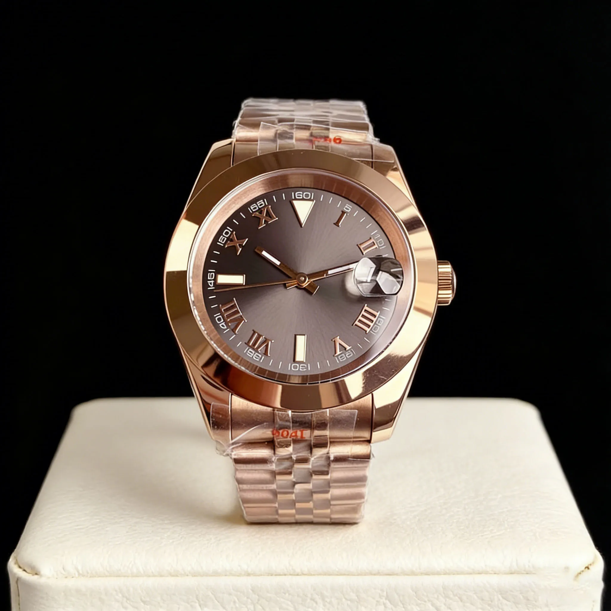 

Мужские часы NH35A Tandorio из розового золота, 36 мм/39 мм, с гладким полированным безелем, серым стерильным циферблатом, римскими цифрами, японский автоматический механизм NH35