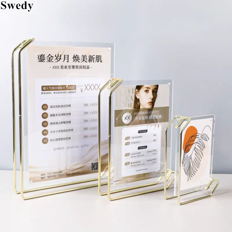 6 Inch 105x150mm Table Menu Paper Price List Holder Wedding Baby Art Photo Picture Frame Acrylic Sign Holder Display Stand