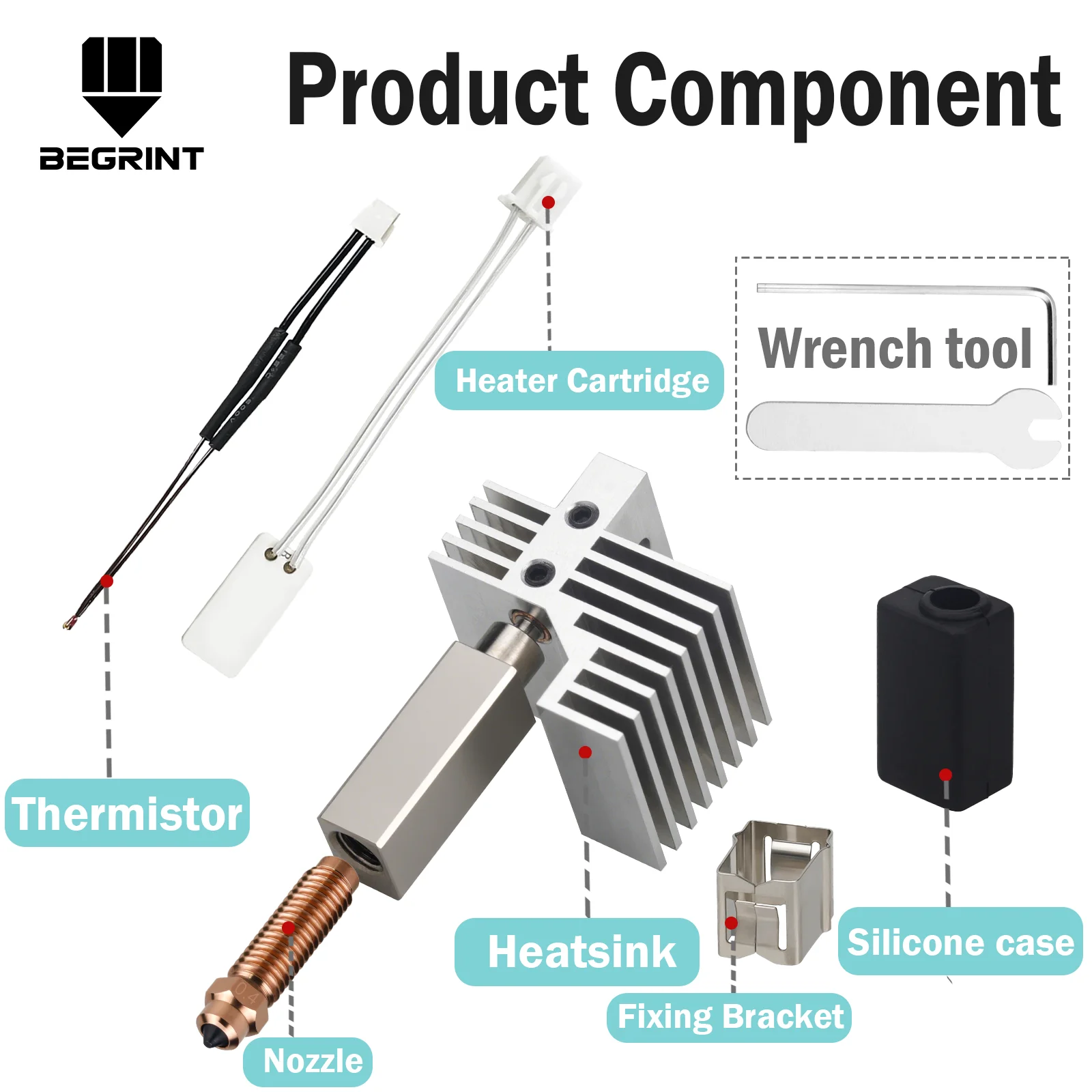 

Upgraded Assembled Hotend Kit 320℃ High Temp High Thermal Conductivity for ELEGOO Centauri / Centauri Carbon 3D Printer Parts