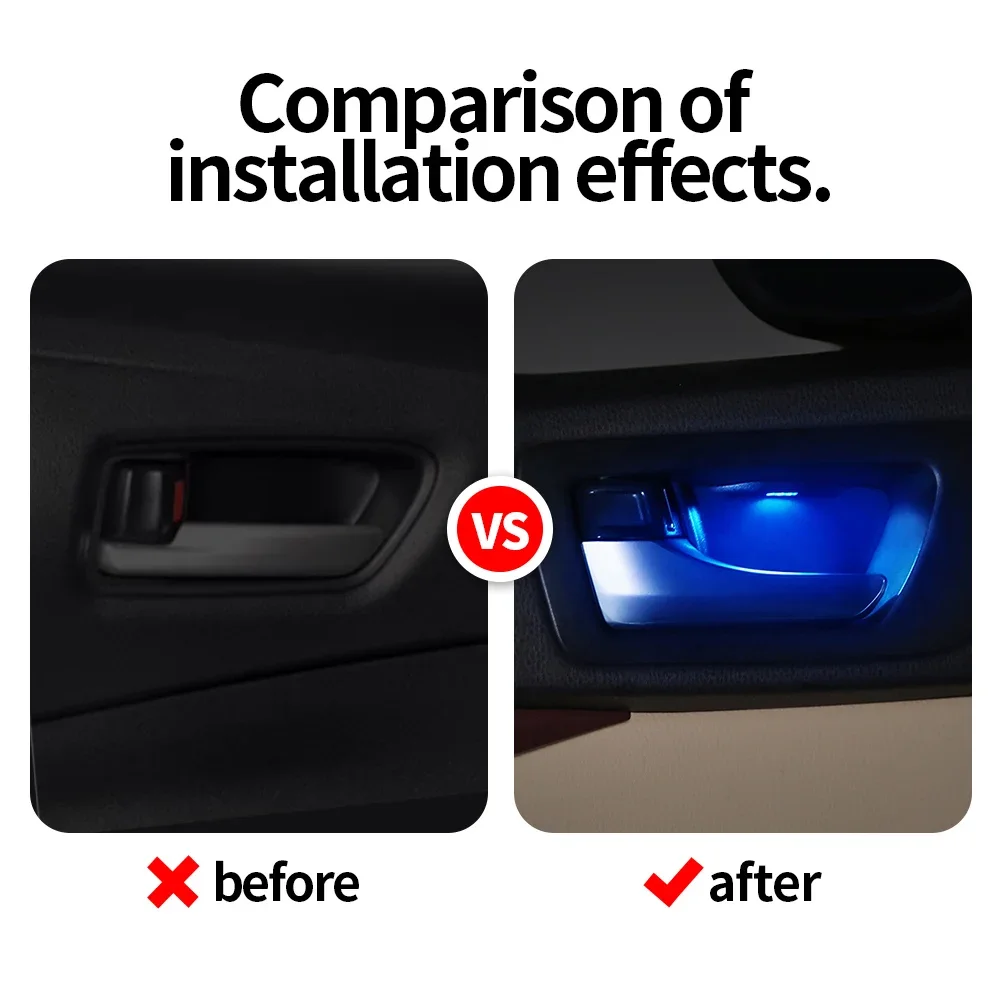 トヨタ RAV4 2019-2023 2024 4 個 LED 車内ハンドルボウルライト装飾雰囲気ランプアイスブルードアアームレストインジケーター