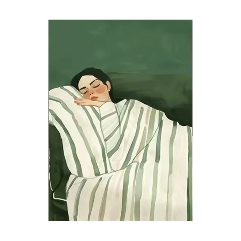 

Pure hand-painted character oil painting antique green living room entrance decorative painting high-end lazy girl bedroom