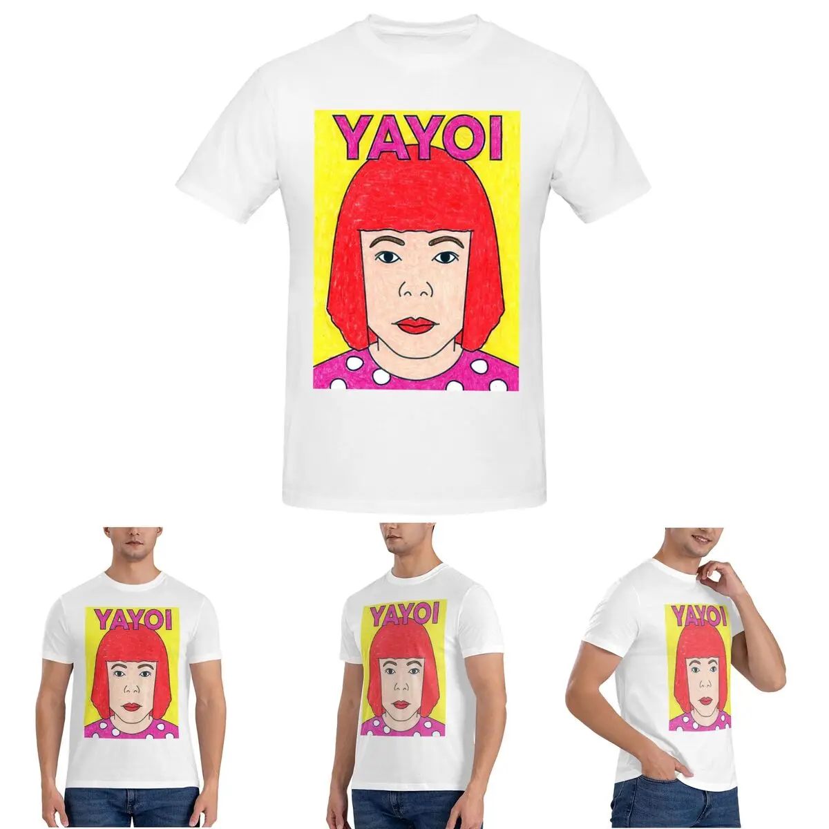 

Yayoi Kusama Abstract Painting T-Shirt for Men Cotton Oversized T Shirts Men's Tees Short Crew Neck Summer Clothes Tops S-6XL