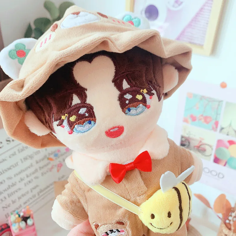 20cm Doll Outfit Plush Doll's Clothes bear hat bee Satchel Stuffed Toys Dolls Accessories for Korea Kpop EXO Idol Dolls Gift