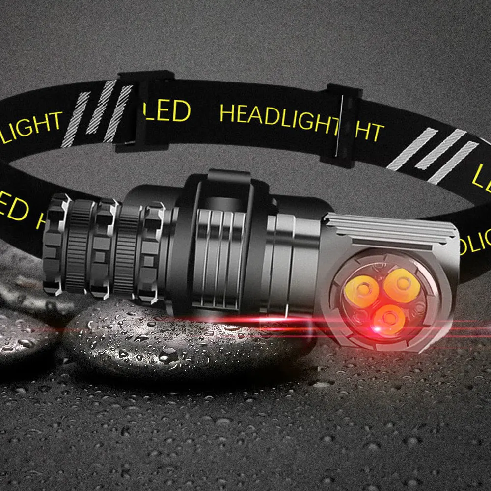 Newest Type-C White Red LED Dimming headlamp18650 Hunting headlight Torch head lamp Headlamp Memory Function Flash light head