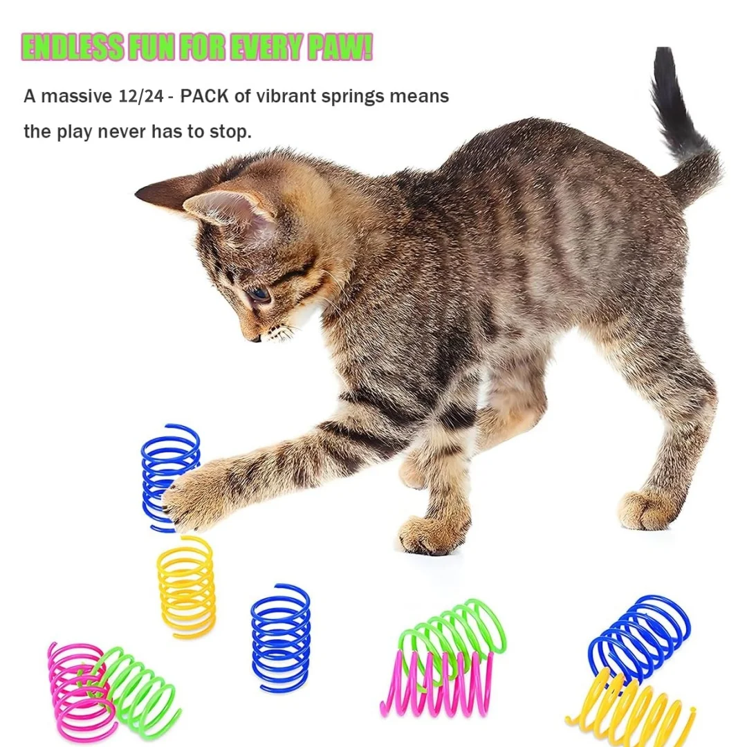 Cat spring toys, 12 colored cat kick toys, indoor cat interactive cat toys, used for patting, biting, hunting to kill time