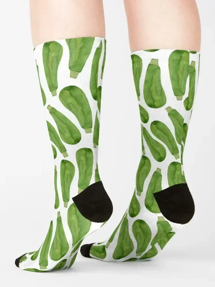 Watercolor green zucchini Socks hip hop hiphop kawaii Running Socks Men's Women's