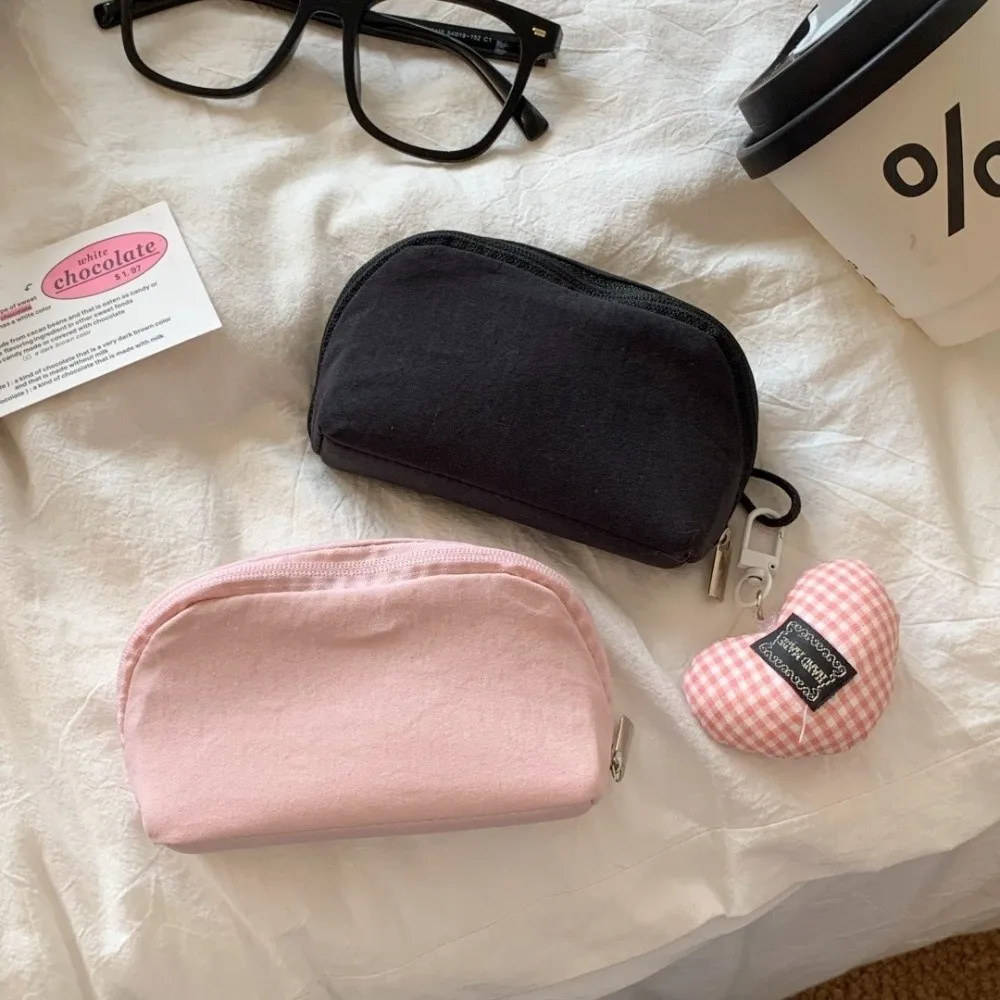 Portable Size Makeup Bag Multi-Compartment Solid Color Cosmetic Storage Pouch Daily Storage Mini Design Stationery Bag