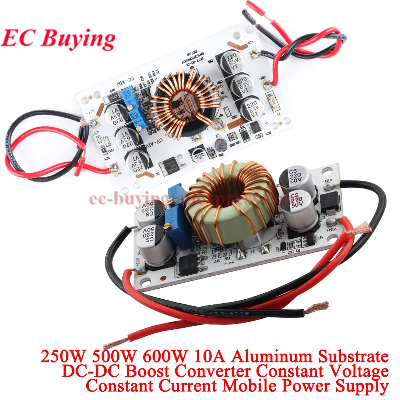 DC-DC Boost-Spannungswandler CC CV Aluminium-Substrat Step-Up Konstantstrom 250W 600W 10A Netzteil Einstellbares Modul