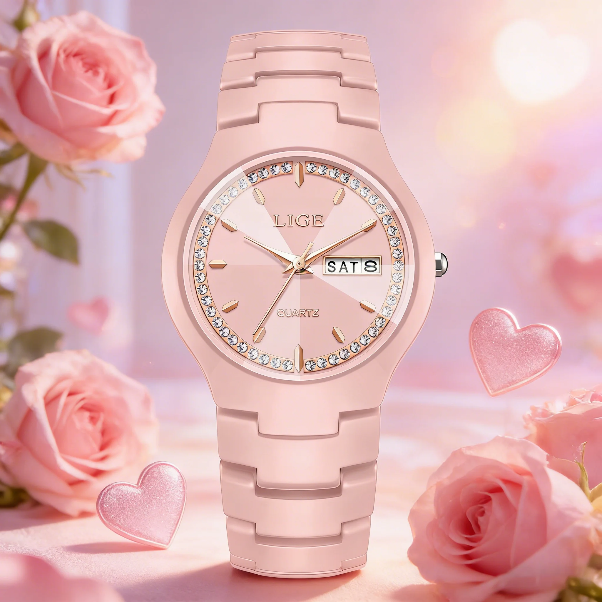 

LIGE новые элегантные женские часы керамические водонепроницаемые часы с календарем недели модные женские кварцевые наручные часы Relogios Feminino