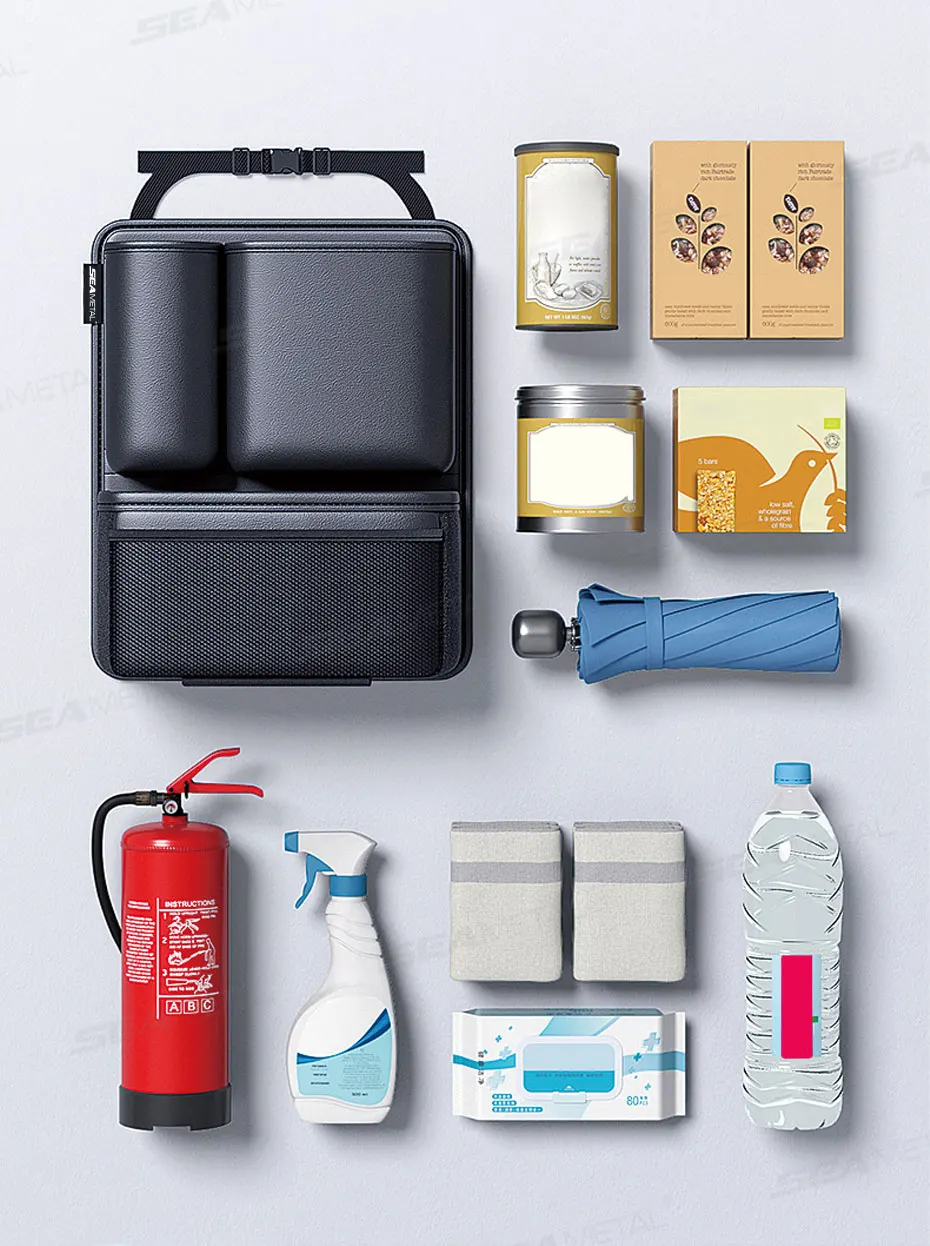 SEAMETAL Auto Stamm Pu Leder Lagerung Tasche Innen Auto Rücksitz Tasche Große Kapazität Hängen Organizer Für SUV Limousine Fließheck – Detail 7