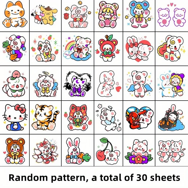 30 Sheets Cute Little Animals Tattoo Patch Tattoo Sticker Waterproof Long Lasting Arm Party Temporary Tattoo