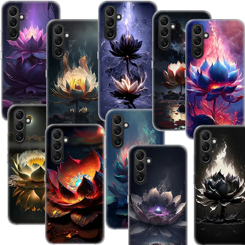 불교 불 연꽃 전화 케이스 삼성 S25 울트라 S24 FE 갤럭시 A70 A50 A40 A30 A20S A20E M30S M32 M21 J8 J6 J4 M52 M51 A90 A80 A