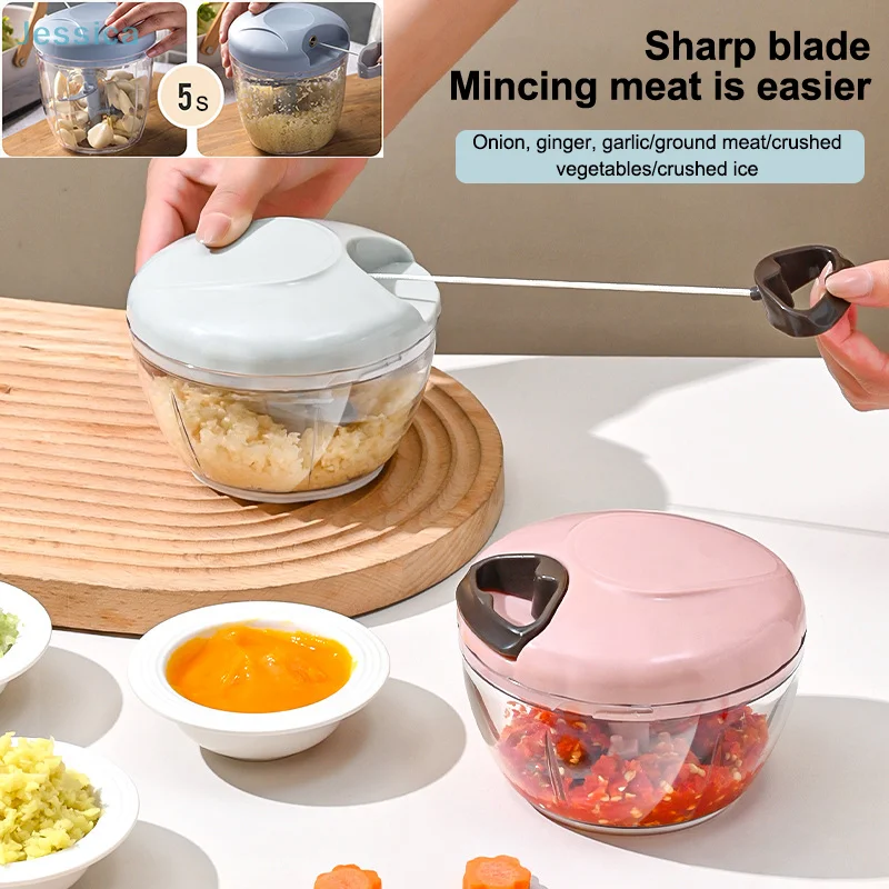 

♥Manual Pull String Food Chopper - Multi-Function Vegetable/Meat/Garlic Mincer, Kitchen Gadgets