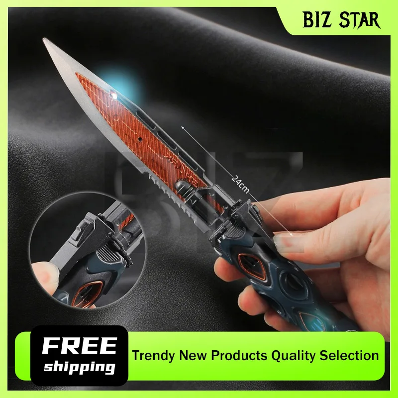 

24cm/9.45in Arena Breakout Gaming Peripheral Tactical Knife Model Glow-in-the-Dark Gaming Prop for Cosplay with LED Lighting Toy