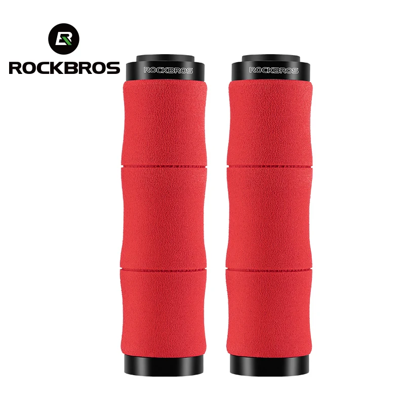 

ROCKBROS Bicycle Grips Bamboo Joint Handlebar Grips Dust Plug Soft Aluminum EVA MTB Mountain Bike Handlebar Grips Cycling Parts