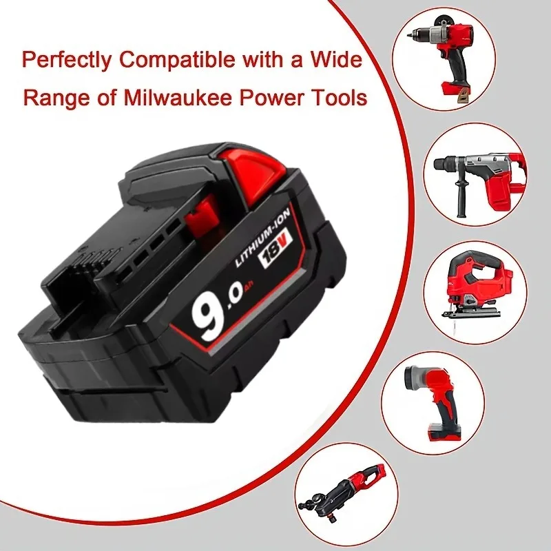 

1/2Pack 18V 9.0Ah Lithium-Ion Replacement Battery for Milwaukee M18 Tools, Outdoor Power Tools & Lawn Equipment