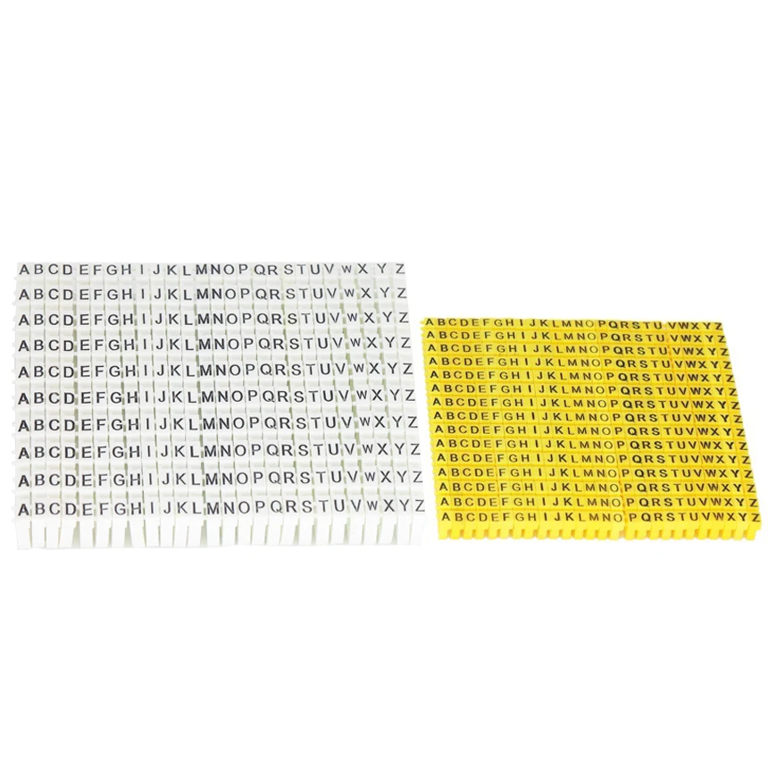 0.3/1.5/2.5/4/6mm2 A-Z English Letter White Yellow Network Cable Wire C Clip Marker Tag Label Cord Marking Stuck Cord Sleeve