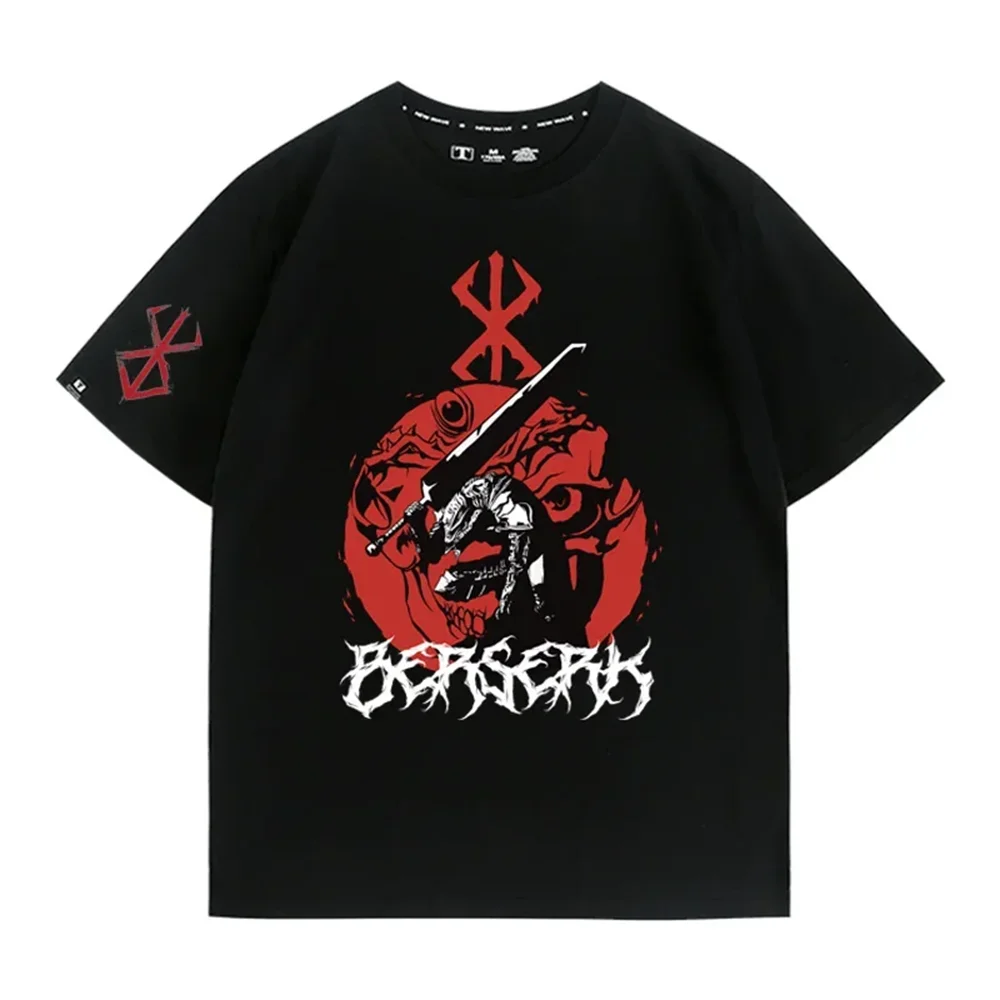 Berserk Legend Brand Warrior 100% Cotton Summer Men's Short Sleeve T-shirt Outdoor Casual Top Street Fashion Men's Clothing