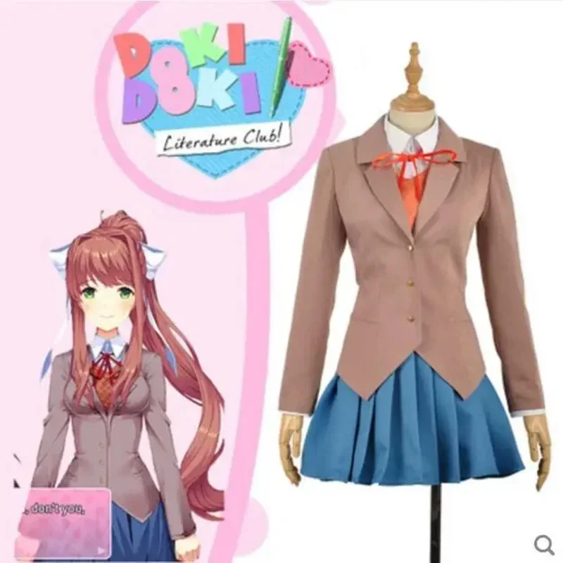 Disfraz de Cosplay de Sayori, Yuri, Natsuki y Monika, Uniforme Escolar del Club de Literatura Doki Doki, Disfraces de Anime para Halloween para Mujeres