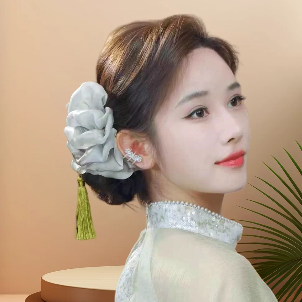 여성용 녹색 나비 헤어 클로, 트렌디 릴리 꽃 클로 클립, 나비 헤어 클립, 헤어 액세서리, 2024 신제품