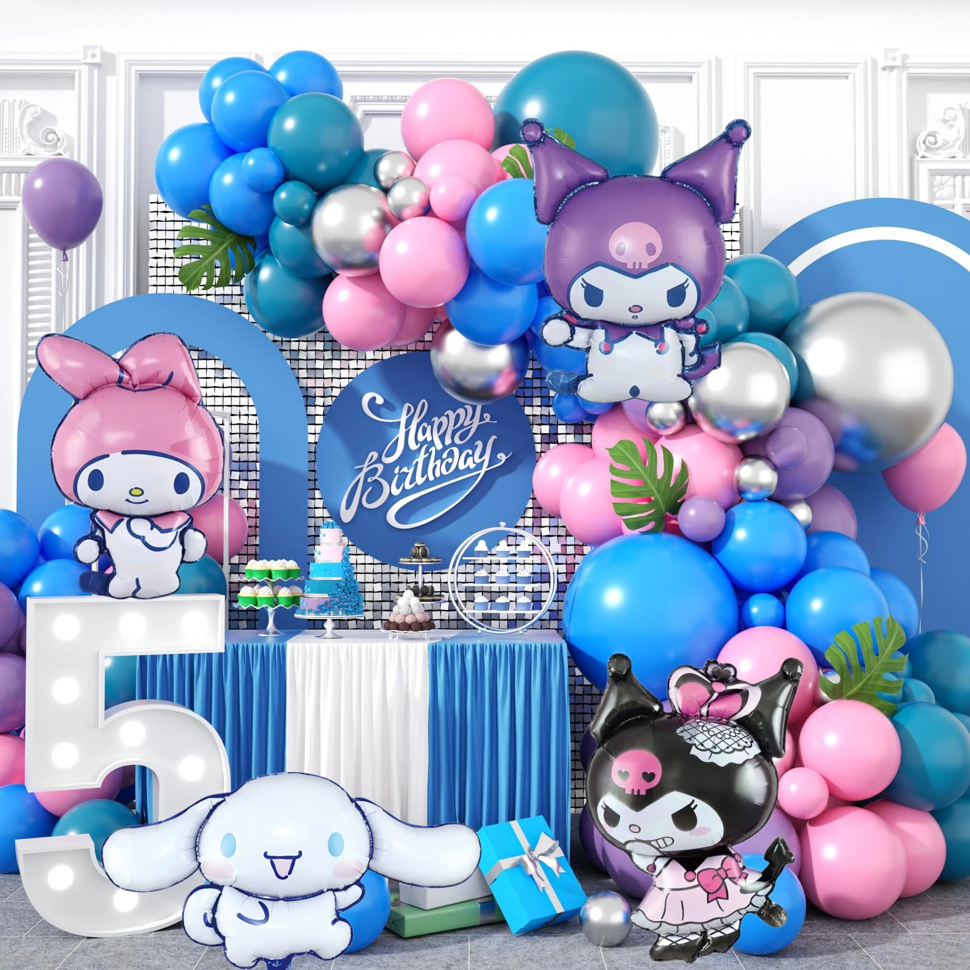 1Set Kawaii Anime  Balloon Set Kids Birthday Party Decoration Globos Cute Cartoon Hello Kitty Kuromi Baby Shower Supplies Gifts
