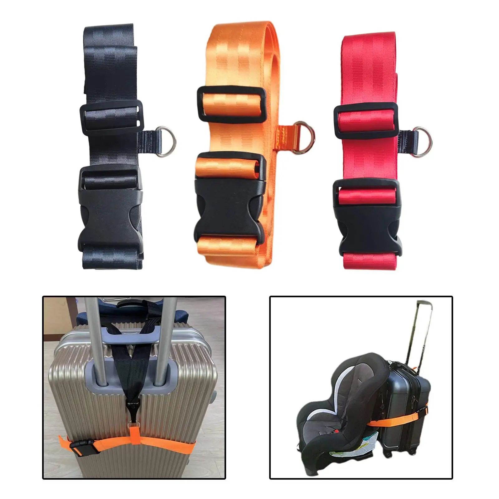 حزام الأمتعة لحزام حقيبة السفر، أشرطة تعبئة مرفقة للسفر، مع إبزيم سريع التحرير، للمشي في الهواء الطلق