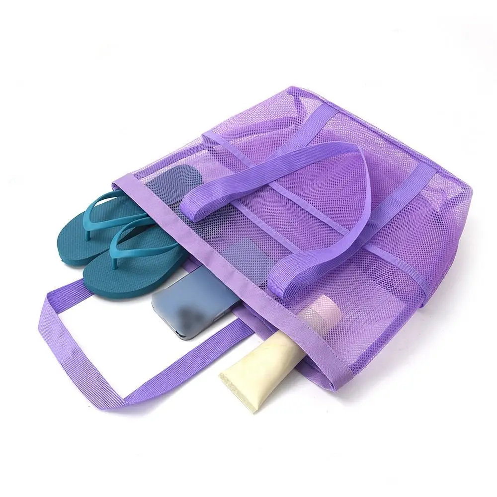 Breathable Mesh Shower Tote Bag Large Capacity Foldable Sand Collector Quick Dry Portable Beach Storage Bag Swimming Pool
