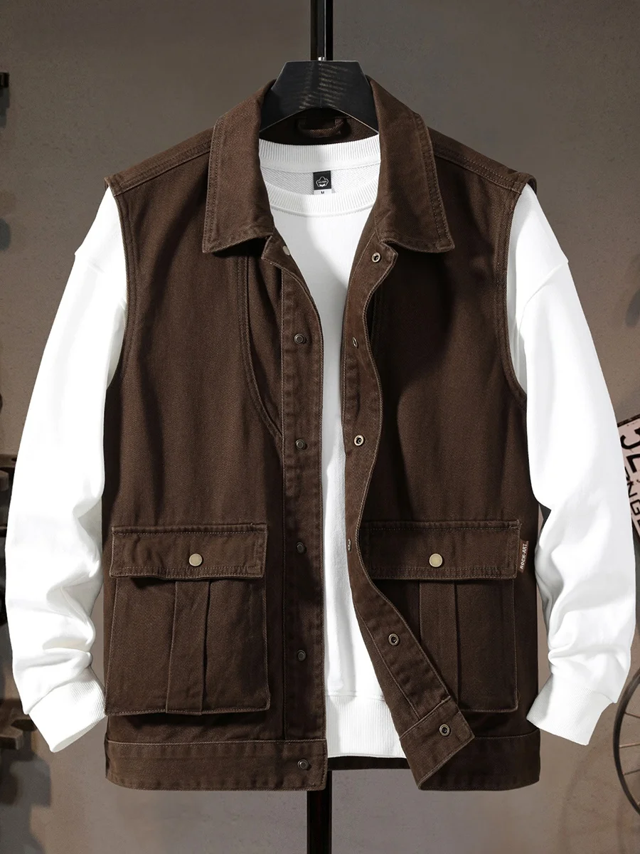 

Американский рабочий жилет для мужчин и молодежи, большой размер, в стиле ретро, повседневный, для активного отдыха, альпинизма и рыбалки