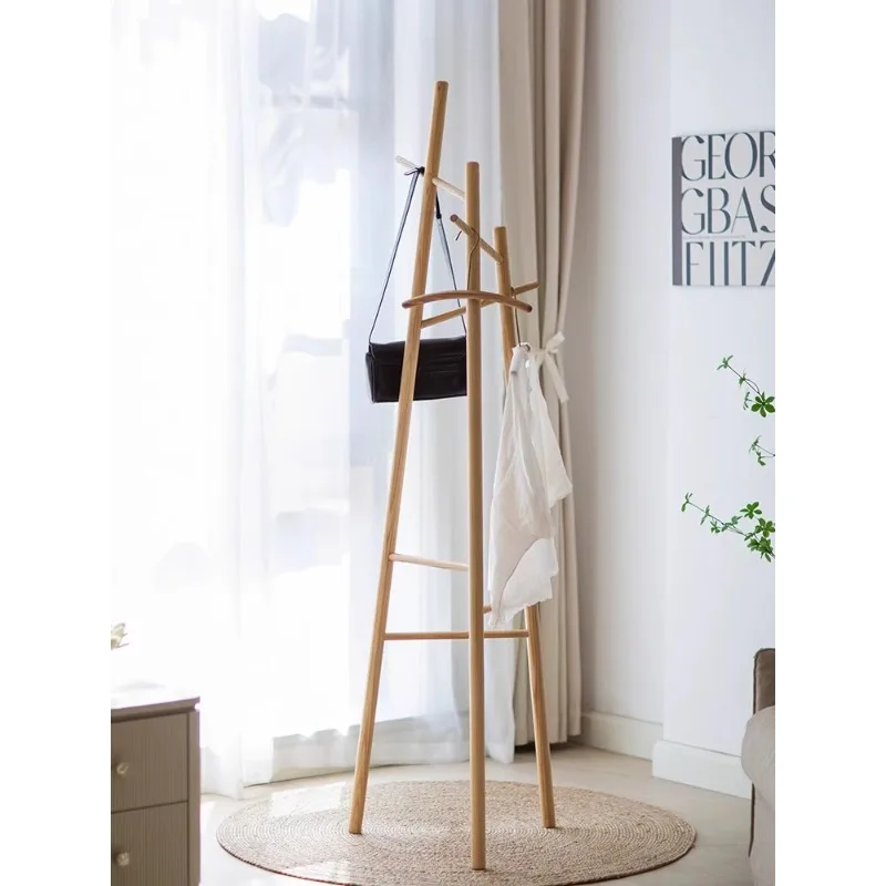 Solid Wood Hanger, Floor to Ceiling Entry, Hat Rack, White Wax Wood, Bedroom Corner Foyer, Household Entrance