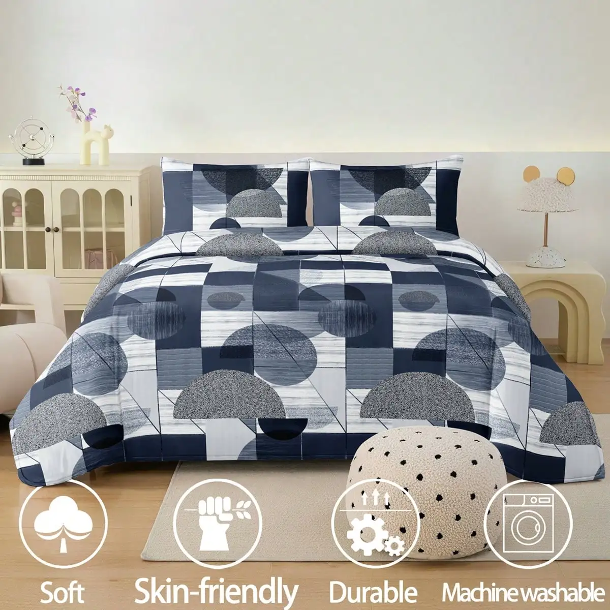3pcs Zebra Print Duvet Cover Set (Bedding Sets Insert Not Included)Suitable For All Seasons Machine Washable Queen King Size