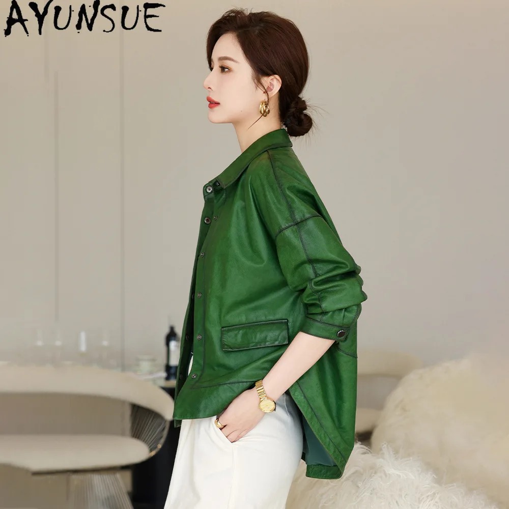 AYUNSUE จริงหนังแจ็คเก็ตผู้หญิงหนังแกะแท้สตรีเสื้อฤดูใบไม้ผลิฤดูใบไม้ร่วงเสื้อผ้าผู้หญิง 2025 ใหม่ในเสื้อ Jaqueta De Couro