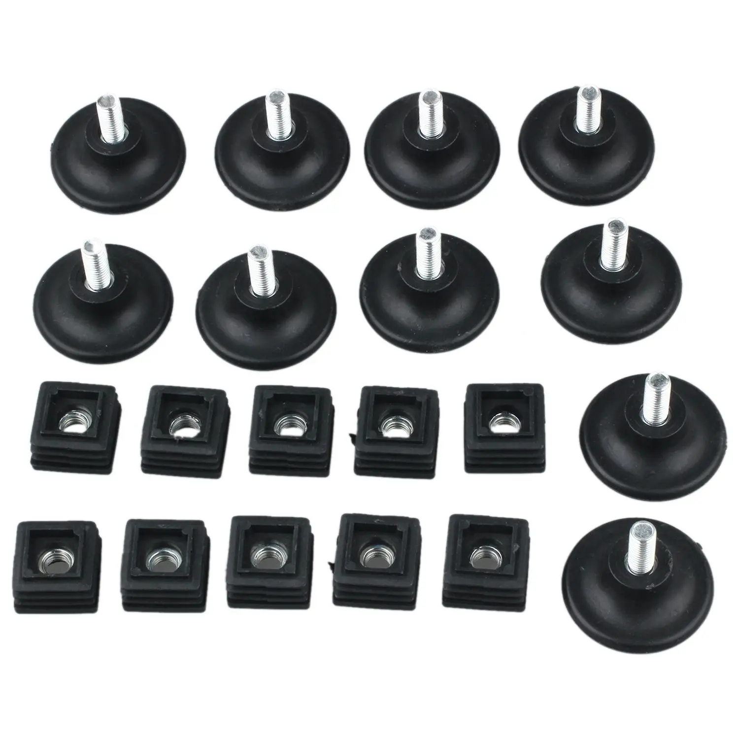 

10 Sets 45mm Base Dia Adjustable Leveling Foot 25mmx25mm Square Tube Insert Kit