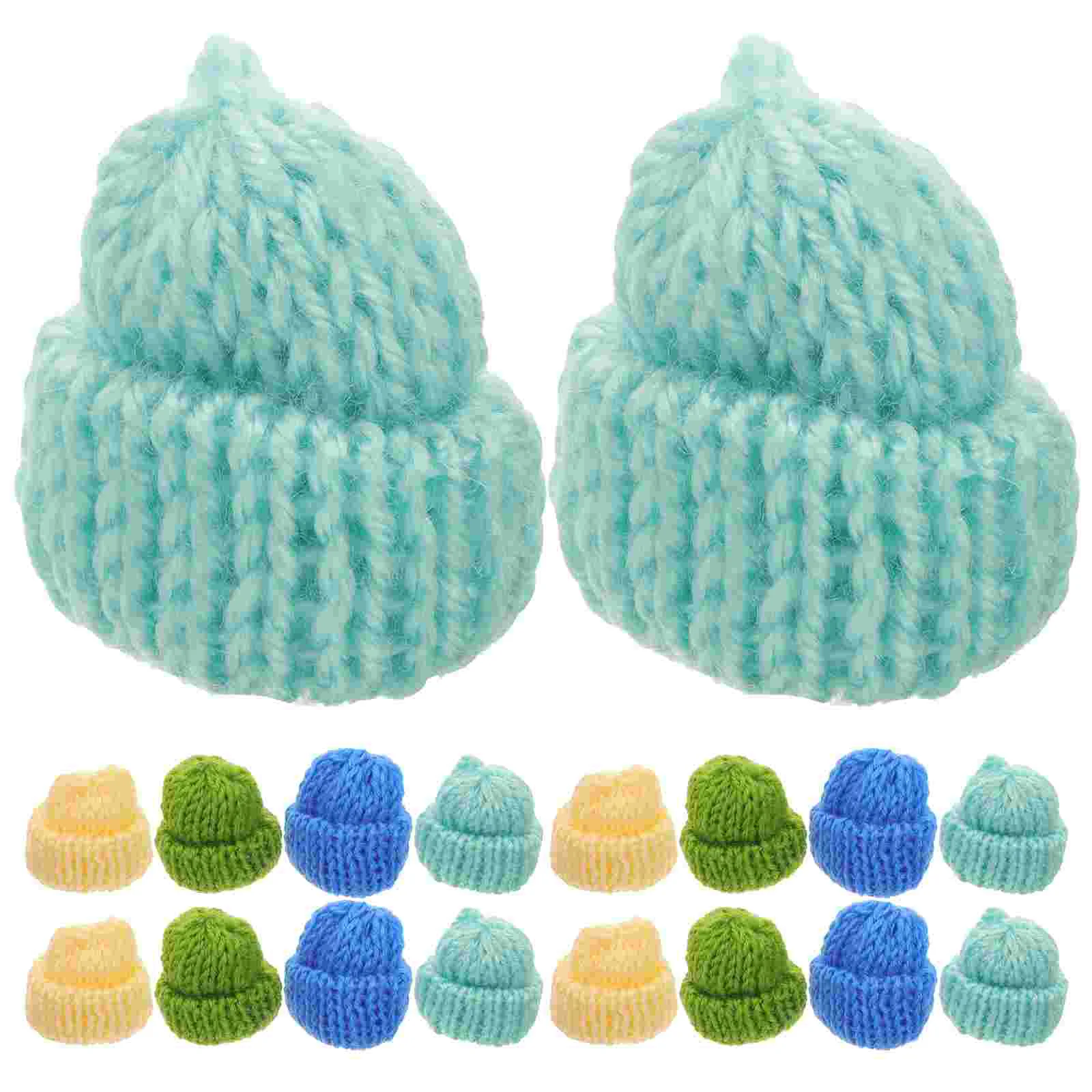 20PCS Mini Hats Decorations Knitting Hats DIY Craft Supplies for Kids Girls Toys (Assorted Color) mini hat decor