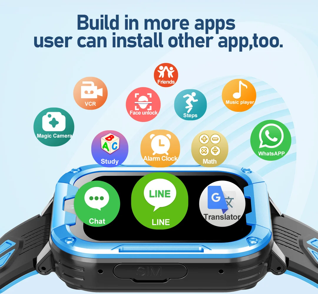 Wonlex Kid 4G Smart Watch GPS WiFi Localizzazione Monitor Tracker 1.85 ''Schermo IPS KT32 1 + 8GB Videochiamata WhatsApp Bambini Smartwatch