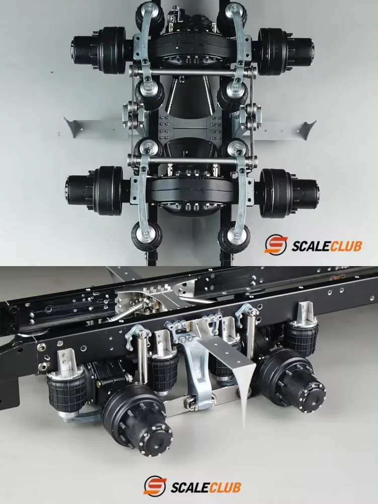 Scaleclub 1/14 suporte único 8 airbag tandem sistema de suspensão adequado para tamiya lesu para scania man volvo peças de carro