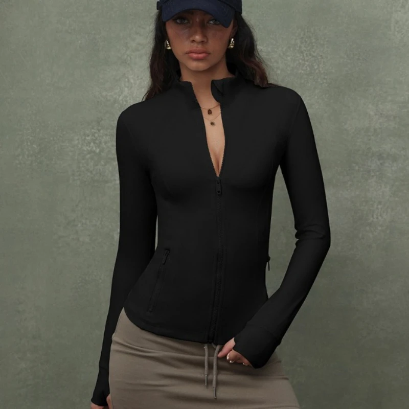 

Yoga Long Sleeve Sports Jacket Women's Zip Fitness Yoga Shirt Slim Fit Gym Top Activewear Running Coats Workout Cycling Clothes